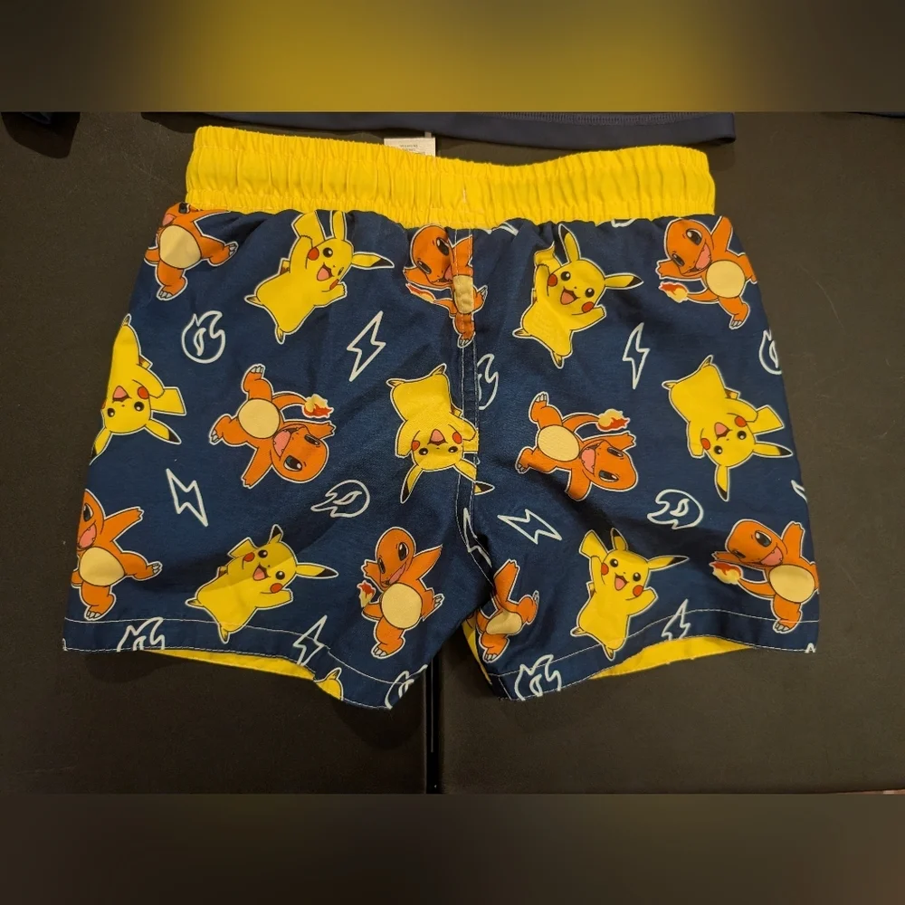 Carter's Boy Navy Blue Rash Guard & Pokemon Pikachu Swim Trucks in Size 4